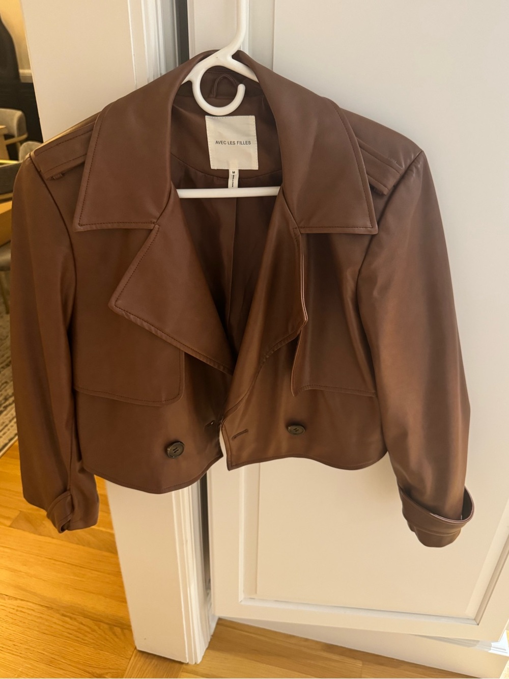 Avec Les Filles Tan Leather Jacket, sz M